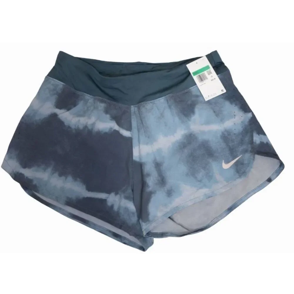 Nike dri fit womens xl running shorts gray blue lined gym fitness